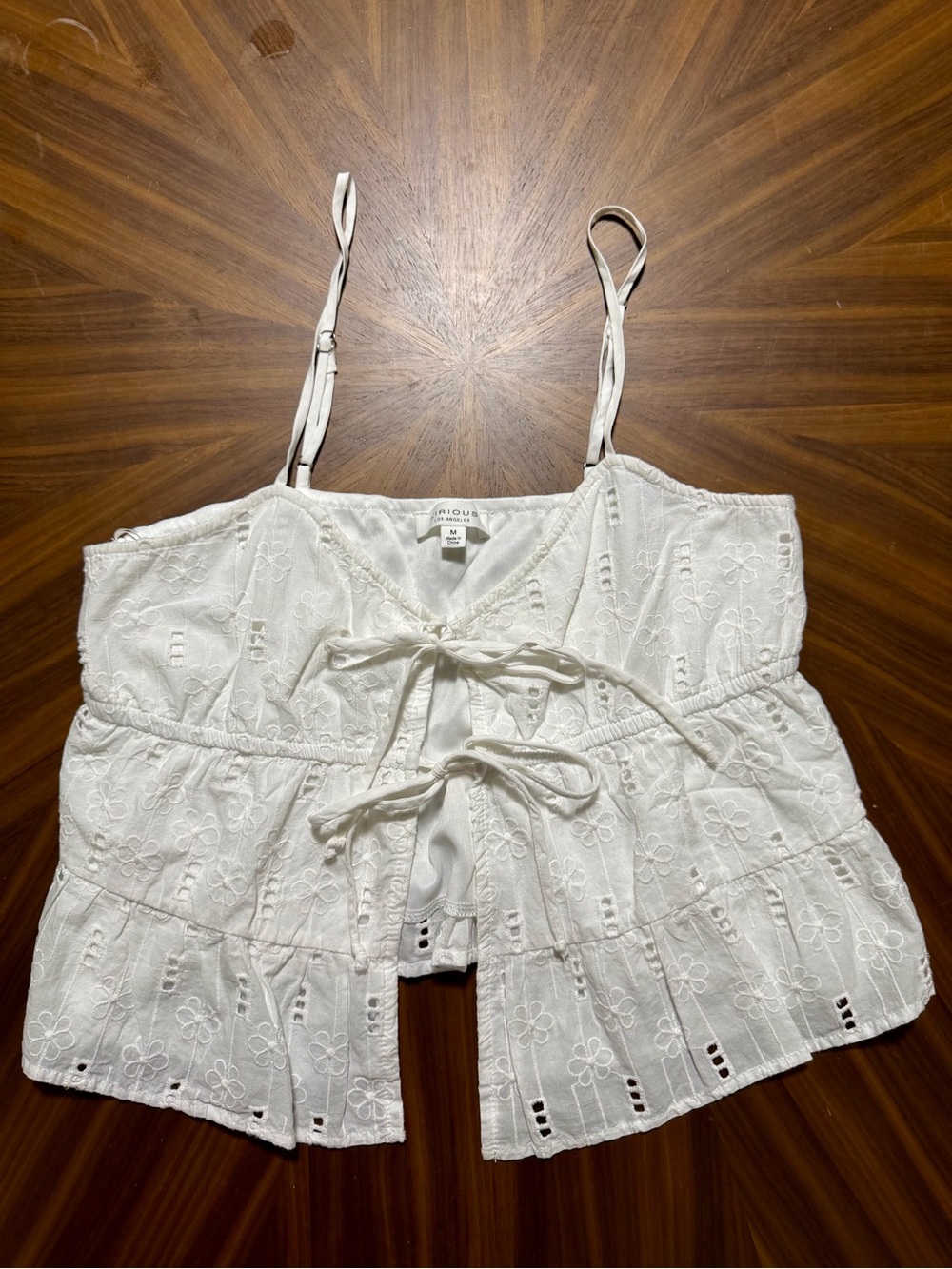 iris White Eyelet Tie-Front Camisole